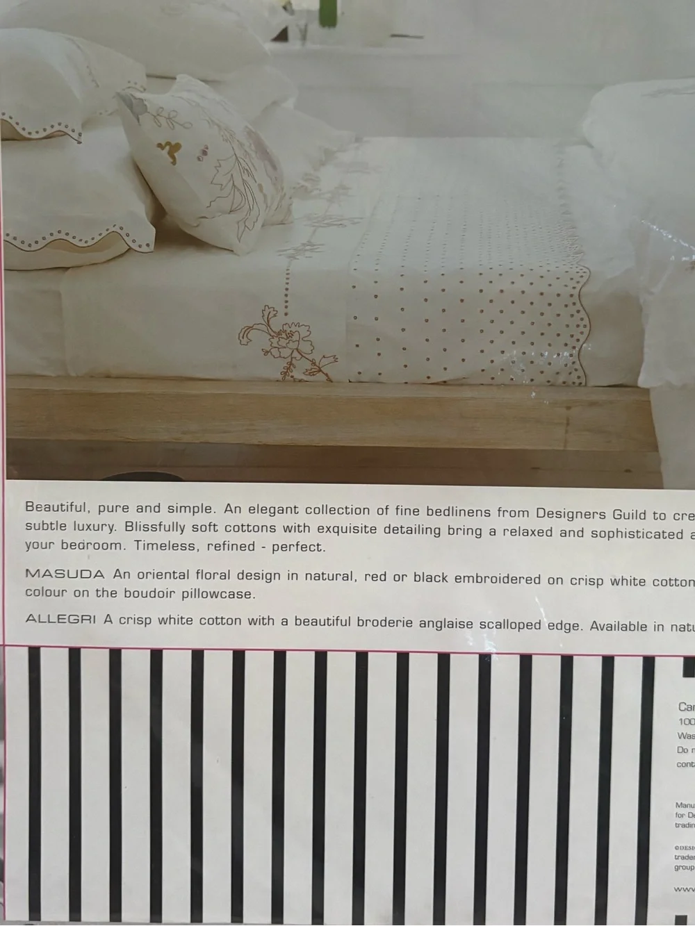 Designers Guild White Cotton Flat Sheet with Broderie Anglaise Scalloped Edge
